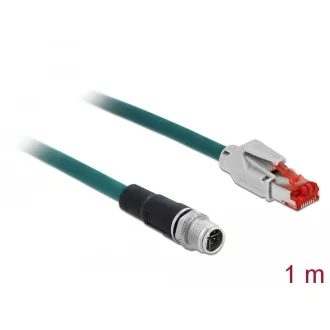   Delock Hálózati kábel M12 8 tűs X-kódú RJ45 csatlakozóhoz PVC borítás 1 m hosszú (85425)