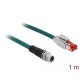 Delock Hálózati kábel M12 8 tűs X-kódú RJ45 csatlakozóhoz PVC borítás 1 m hosszú