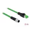 Delock Hálózati kábel M12 4 tűs D-kódú RJ45 csatlakozóhoz PVC borítás 2 m hosszú (85438)