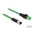 Delock Hálózati kábel M12 4 tűs D-kódú RJ45 csatlakozóhoz PVC borítás 2 m hosszú (85438)