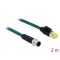 Delock Hálózati kábel M12 4 tűs D-kódú RJ45 Hirose csatlakozóhoz TPU borítás 2 m hosszú (85442)