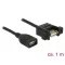 Delock Kábel, USB 2.0-s A típusú csatlakozóhüvely > USB 2.0-s A-típusú csatlakozóhüvely, panelrögzít (85460)