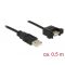 Delock Kábel, USB 2.0-s A bementi csatlakozós > USB 2.0-s A-típusú csatlakozó, panelrögzítés, 0,5 m (85461)