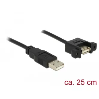   Delock Kábel, USB 2.0-s A típusú bementi csatlakozós > USB 2.0-s A-típusú csatlakozóhüvely, panelrög (85462)