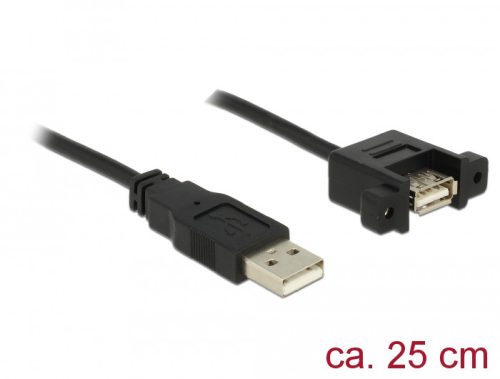 Delock Kábel, USB 2.0-s A típusú bementi csatlakozós > USB 2.0-s A-típusú csatlakozóhüvely, panelrög