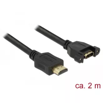   Delock Kábel, HDMI-A dugó > HDMI-A hüvely, panelrögzítés, 4K 30 Hz 2 m (85464)