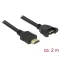 Delock Kábel, HDMI-A dugó > HDMI-A hüvely, panelrögzítés, 4K 30 Hz 2 m (85464)
