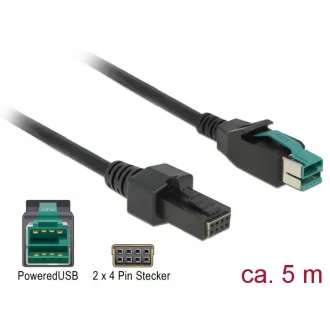   Delock PoweredUSB kábel apa 12 V > 2 x 4 tűs apa, 5 m, POS nyomtatókhoz és csatlakozókhoz (85486)