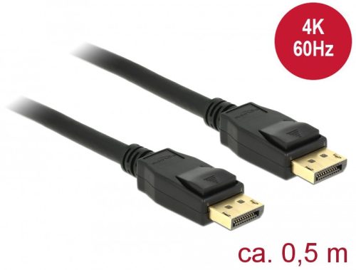 Delock Kábel Displayport 1.2 dugó > Displayport dugó 4K 60 Hz 0,5 m (85506)