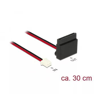   Delock Tápkábel, 2 tűs csatlakozóhüvely > 1 x 15 tűs SATA-aljzat (5 V), fém, 30 cm (85512)