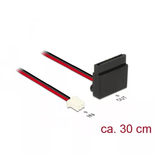 Delock Tápkábel, 2 tűs csatlakozóhüvely > 1 x 15 tűs SATA-aljzat (5 V), fém, 30 cm (85512)