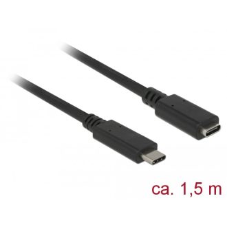   Delock Bovítokábel SuperSpeed USB (USB 3.1 Gen 1) USB Type-C  dugó > hüvely, 3 A, 1,5 m, fekete (85534)