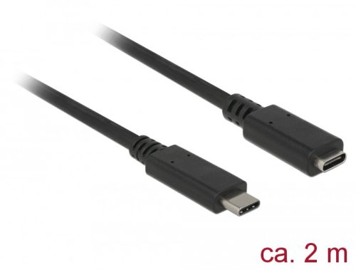 Delock Bovítokábel SuperSpeed USB (USB 3.1 Gen 1) USB Type-C dugó > hüvely, 3 A, 2,0 m, fekete (85542)