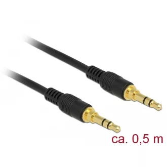   Delock Sztereó Jack Kábel 3,5 mm 3 tűs férfi > férfi 0,5 m fekete (85545)