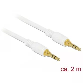   Delock Sztereó Jack Kábel 3,5 mm 3 tűs férfi > férfi 2 m fehér (85550)