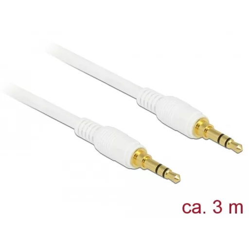 Delock Sztereó Jack Kábel 3,5 mm 3 tűs férfi > férfi 3 m fehér (85552)