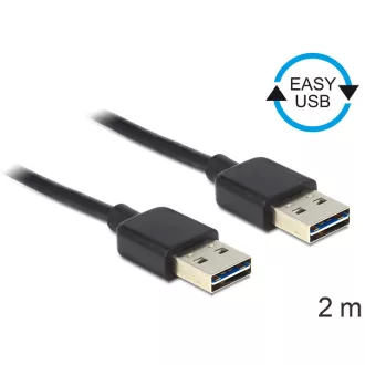   Delock Kábel, EASY-USB 2.0-s A-típusú csatlakozódugó > EASY-USB 2.0-s A-típusú csatlakozódugó, 2 m, (85556)