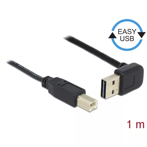 Delock Kábel EASY-USB 2.0-s A típusú csatlakozódugó, ívelt felfelé / lefelé > USB 2.0-s B-típusú csa (85558)