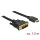 Delock Kábel DVI 18+1 csatlakozódugóval > HDMI-A csatlakozódugóval, 1,5 m, fekete (85583)