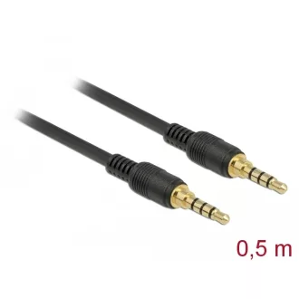   Delock Sztereó Jack Kábel 3,5 mm 4 tűs férfi > férfi 0,5 m fekete (85592)