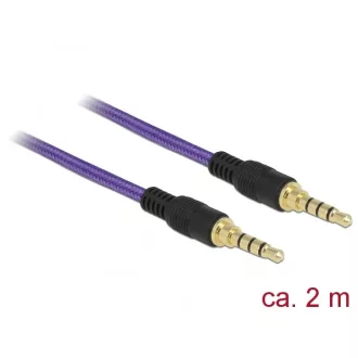   Delock Sztereó Jack Kábel 3,5 mm 4 tűs férfi > férfi 1m lila (85599)