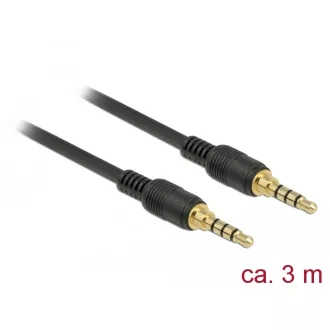   Delock Sztereó Jack Kábel 3,5 mm 4 tűs férfi > férfi 3m fekete (85601)