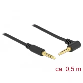   Delock Sztereó Jack Kábel 3,5 mm 4 tűs férfi > férfi szögben hajlított 1m fekete (85607)