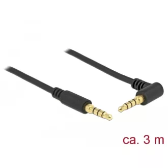   Delock Sztereó Jack Kábel 3,5 mm 4 tűs férfi > férfi szögben hajlított 1m fekete (85616)