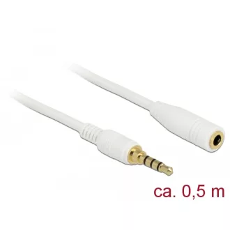   Delock Sztereó jack hosszabbító kábel 3,5 mm 4-tűs apa > anya 0,5 m hosszú fehér (85628)