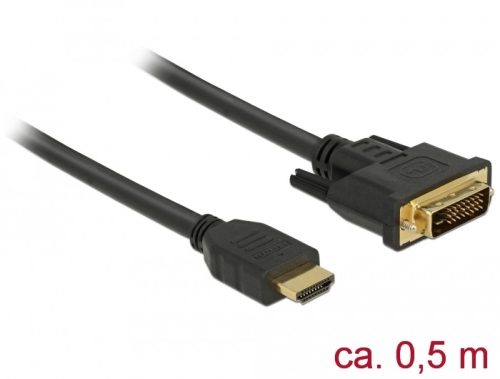 Delock HDMI - DVI 24+1 kétirányú kábel 0,5 m