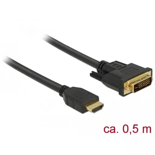 Delock HDMI - DVI 24+1 kétirányú kábel 0,5 m (85651)