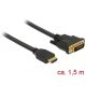 Delock HDMI - DVI 24+1 kétirányú kábel 1,5 m (85653)