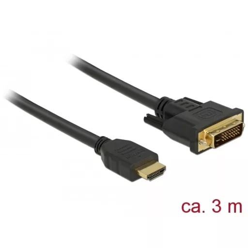 Delock HDMI - DVI 24+1 kétirányú kábel 3 m (85655)