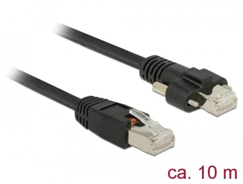 Delock 10 m-es RJ45 dugó > RJ45 dugó csavarokkal csatlakozós Cat.6 SSTP kábel