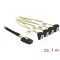 Delock Kábel Mini SAS SFF-8087 >4 x SATA 7 érintkezős hüvely 90 fokban ívelt 1 m (85687)