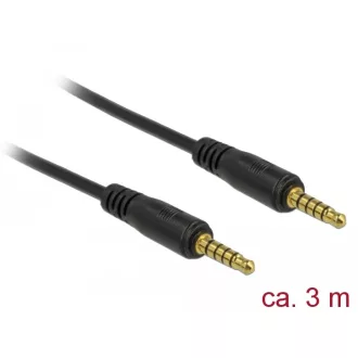   Delock 5 tűs apa-apa sztereó jack kábel 3,5 mm-es átmérő, 3 m hosszú fekete (85698)