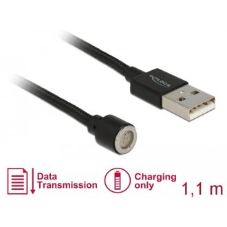   Delock Mágneses USB adat- és töltokábel fekete 1,1 m (85724)