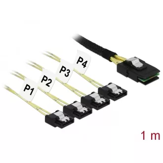   Delock Kábel Mini SAS SFF-8087 > 4 x 7 tűs SATA 1 m fém (85731)