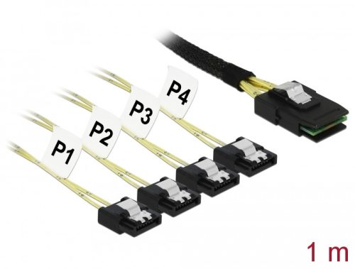 Delock Kábel Mini SAS SFF-8087 > 4 x 7 tűs SATA 1 m fém (85731)