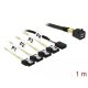 Delock Kabel Mini SAS HD SFF-8643 > 4 x SATA 7 Pin + Sideband 1 m Metall