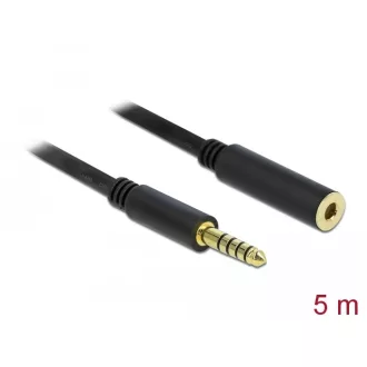   Delock 5 tűs apa-anya sztereó jack hosszabbító kábel 4,4 mm-es átmérő, 5 m hosszú fekete (85799)