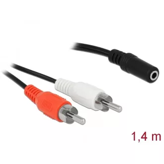   Delock Audio (Hang)kábel 2 x RCA apa   1 x 3,5 mm 3 tűs Sztereo Jack 1,4 m (85808)