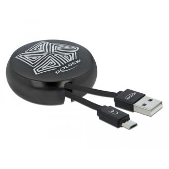   Delock USB 2.0 behúzható kábel A-típusú   Micro-B fekete (85818)