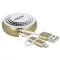 Delock USB 2.0 2 az 1-ben behúzható kábel A-típusú   Micro-B és Lightning  fehér / arany (85820)
