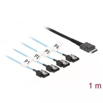   Delock Kábel OCuLink SFF-8611 > 4 x 7 tűs SATA 1 m fém (85829)