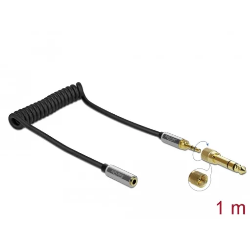 Delock Összecsavart kábelbővítmény 3,5 mm 3 tűs Sztereo Jack apa   Sztereo Jack anya 6,35 mm csavar (85831)