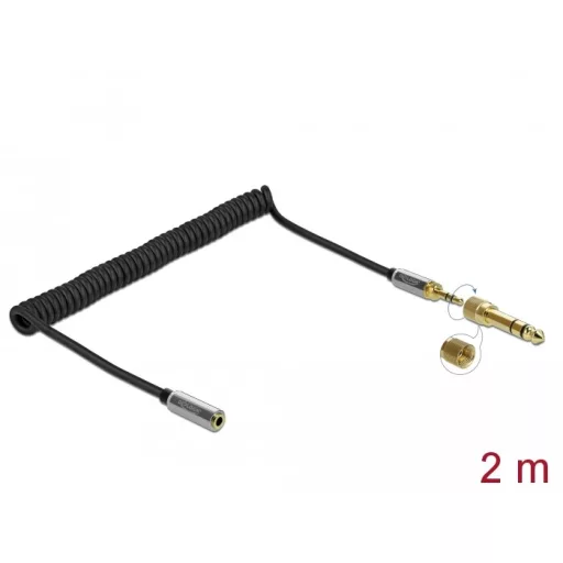 Delock Összecsavart kábelbővítmény 3,5 mm 3 tűs Sztereo Jack apa   Sztereo Jack anya 6,35 mm csavar (85832)