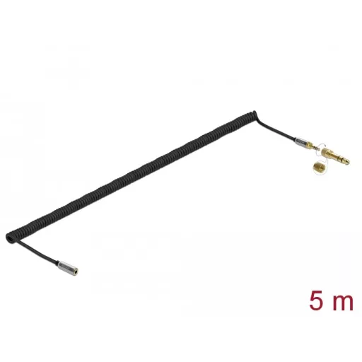Delock Összecsavart kábelbővítmény 3,5 mm 3 tűs Sztereo Jack apa   Sztereo Jack anya 6,35 mm csavar (85834)