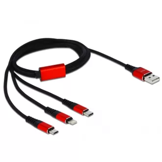   Delock 1 m hosszú, USB töltő kábel 3 az 1-ben Lightning -, Micro USB- és USB Type-C  csatlakozáshoz (85892)