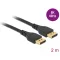Delock DisplayPort kábel 8K 60 Hz 2 m DP 8K tanúsítvánnyal retesz nélküli (85910)